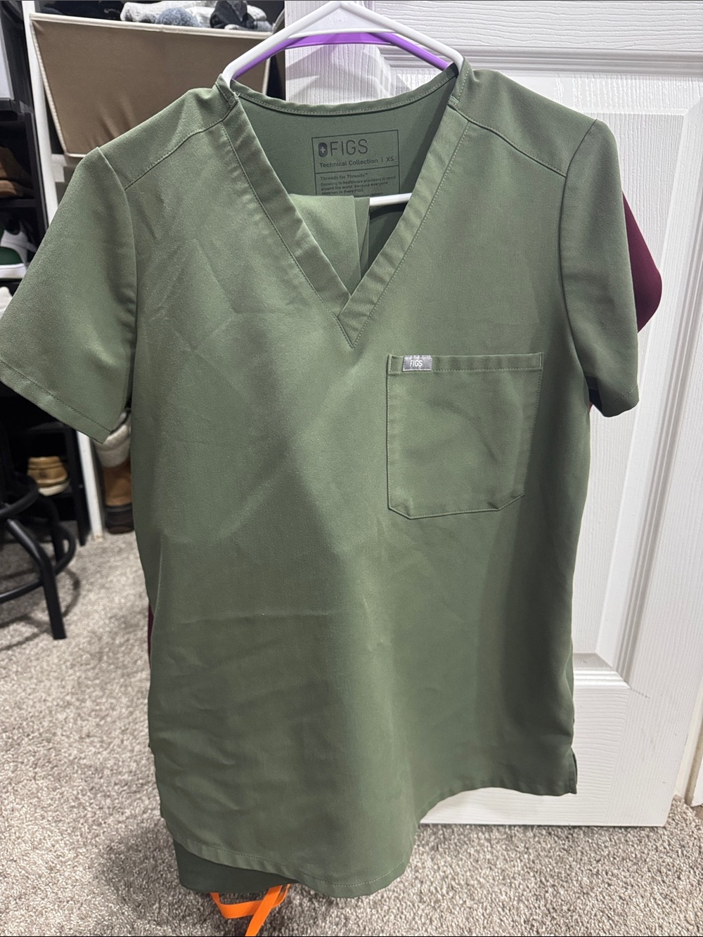 FIGS Olive Green V-Neck Medical Scrub Top
